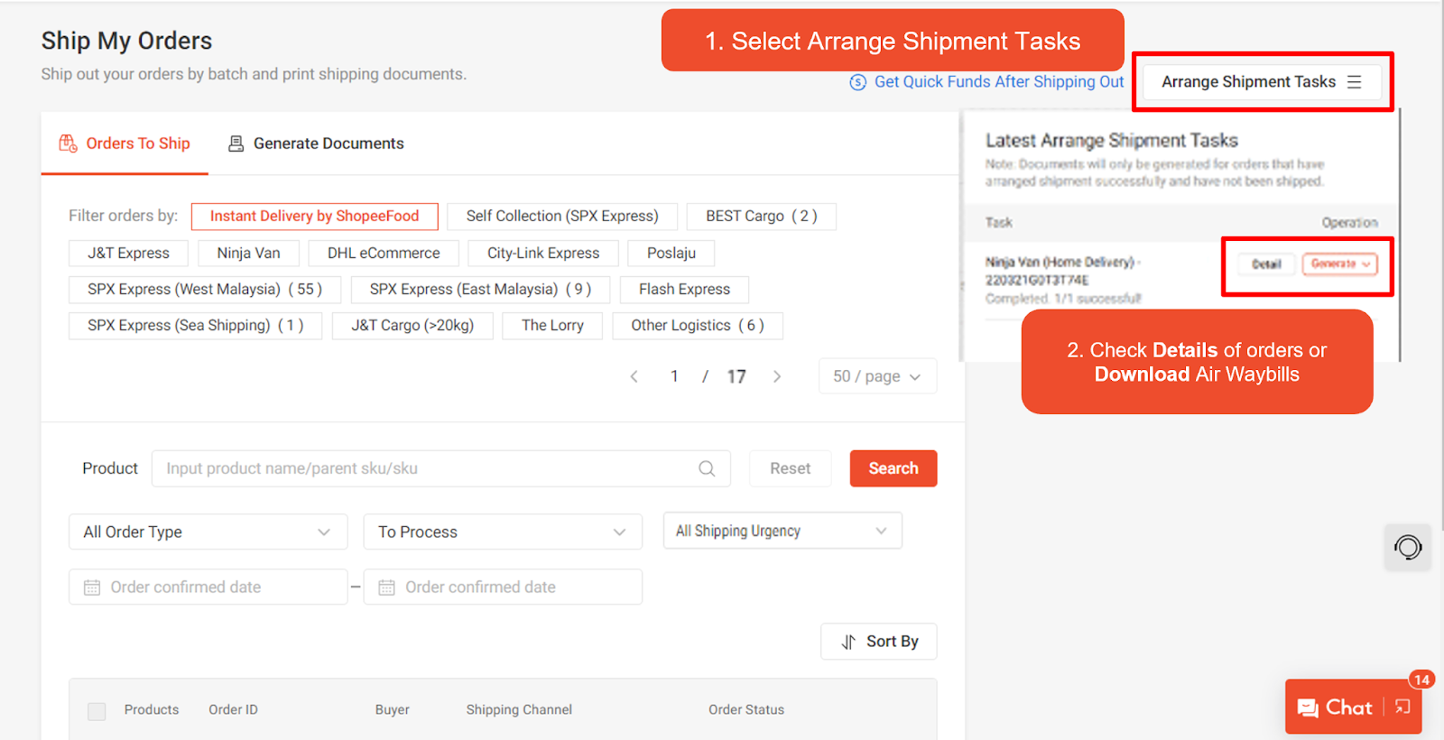 About Arrange Shipment Tasks Shopee MY Seller Education Hub