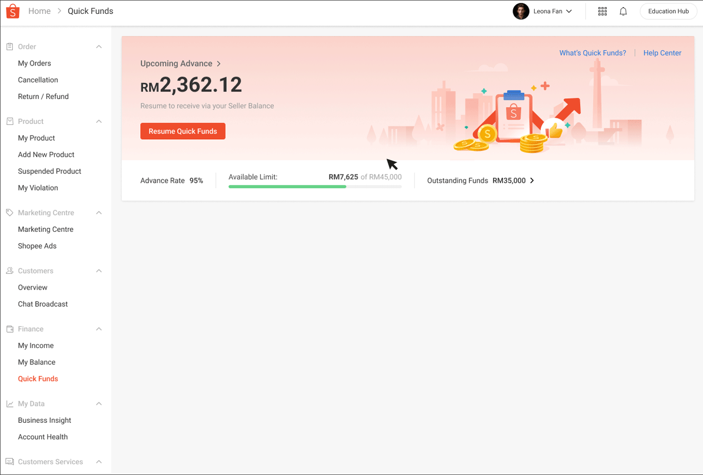 How to Disable and Enable Quick Funds on Seller Centre (Web)? | Shopee ...