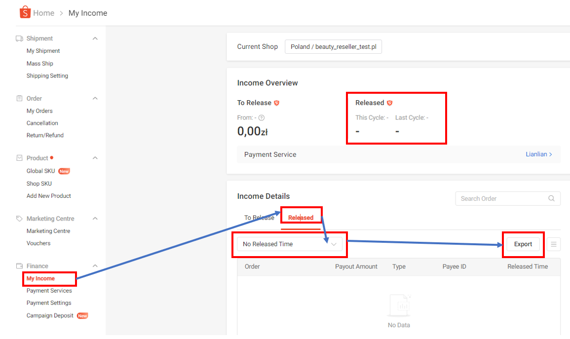 入金の詳細の確認方法 | Shopee JP Seller Education Hub